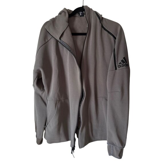 Adidas Hooded Full-Zip Sweatshirt Jacket Gray Size L - Picture 1 of 6